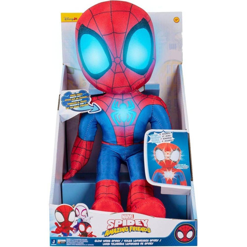 Disney Junior Marvel Spidey and His Amazing Friends Glow Webs Spidey Plush Toy (35.56 cm) - Image 1